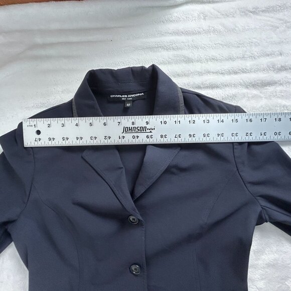 Charles Ancona Womens Equestrian Blazer Jacket Size 10 Navy Blue Italian Fabric - Picture 8 of 15